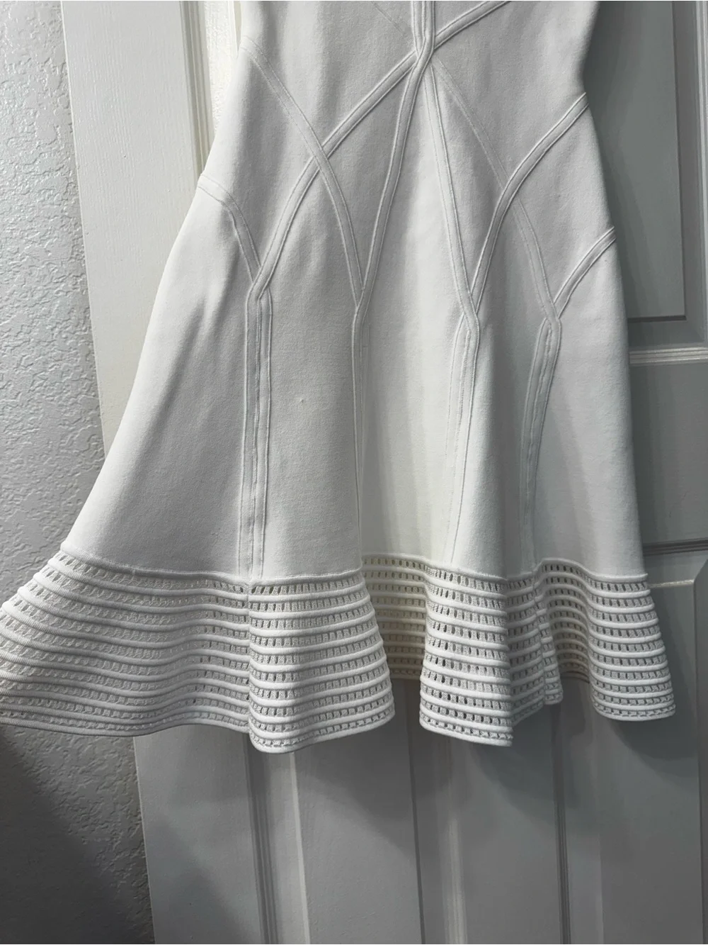 DVF White Knit Fit & Flare Dress Cap Sleeve Mini Dress Sz S